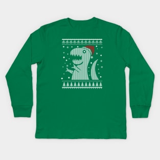 Christmas Dino Ugly Sweater Kids Long Sleeve T-Shirt